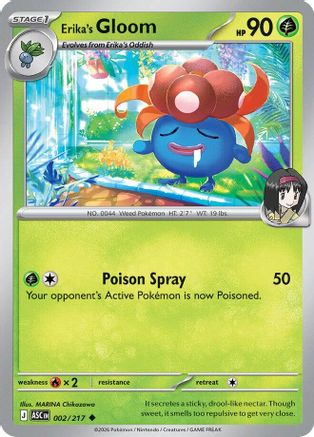 ME Ascended Heroes  002 Erika's Gloom  - Reverse Holofoil - Uncommon