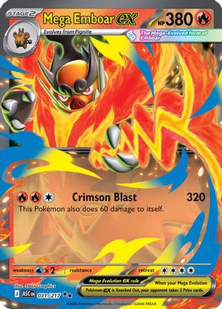 ME Ascended Heroes  031/217 Mega Emboar ex  - Holofoil - Double Rare