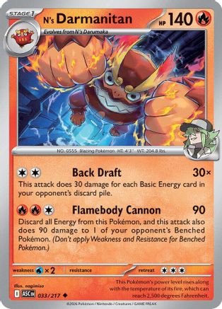 ME Ascended Heroes  033 N's Darmanitan  - Reverse Holofoil - Uncommon