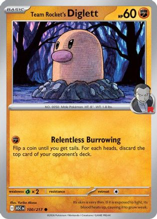 ME Ascended Heroes  100 Team Rocket's Diglett  - Common