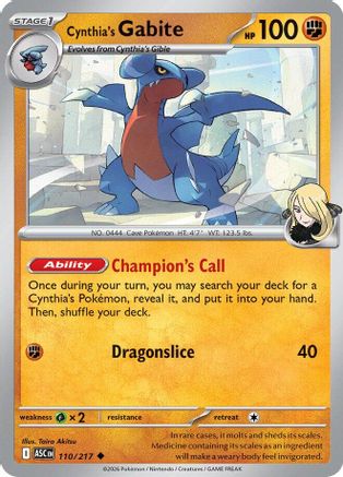 ME Ascended Heroes  110 Cynthia's Gabite  - Uncommon