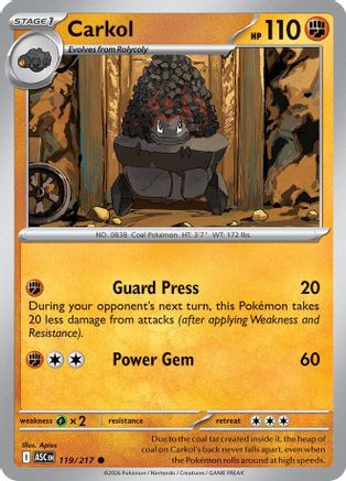 ME Ascended Heroes  119 Carkol  - Reverse Holofoil - Common