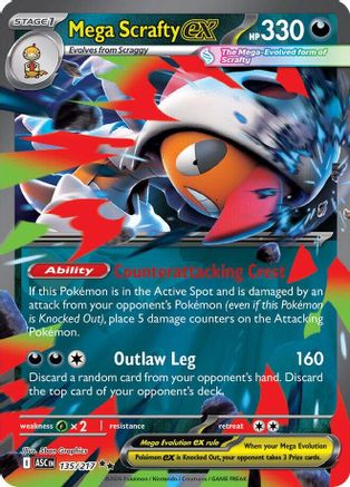 ME Ascended Heroes  135/217 Mega Scrafty ex  - Holofoil - Double Rare