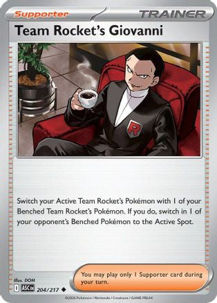 ME Ascended Heroes  204 Team Rocket's Giovanni  - Reverse Holofoil - Uncommon