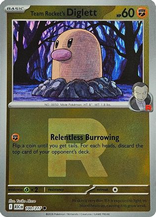 ME Ascended Heroes  100 Team Rocket's Diglett (Team Rocket)  - Reverse Holofoil - Common