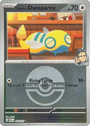 ME Ascended Heroes  163 Larry's Dunsparce (Poke Ball)  - Reverse Holofoil - Common