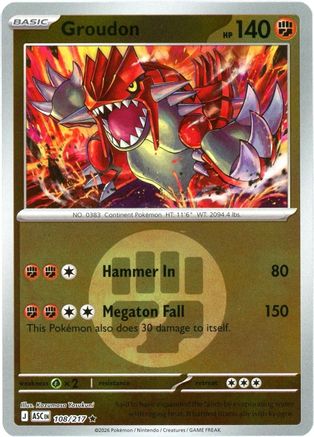ME Ascended Heroes  108 Groudon (Energy Symbol Pattern)  - Reverse Holofoil - Rare