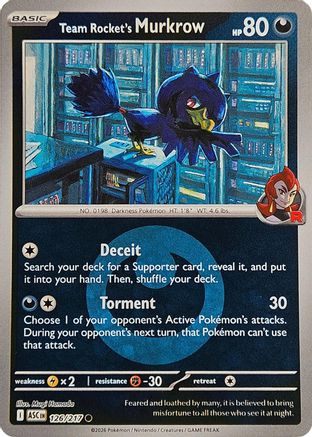 ME Ascended Heroes  126 Team Rocket's Murkrow (Energy Symbol Pattern)  - Reverse Holofoil - Common