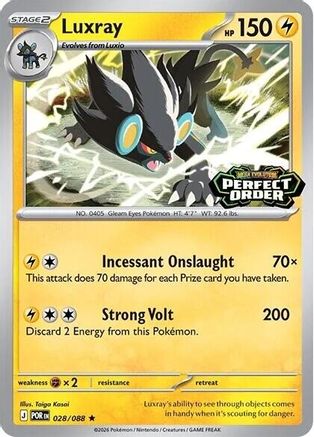 Miscellaneous Cards & Products  028 Luxray (Perfect Order Stamped)  - Holofoil - Rare