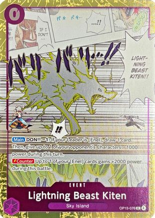 Adventure on Kamis Island  OP15-076 Lightning Beast Kiten (Dash Pack) (OP15-076)  - Foil - Uncommon