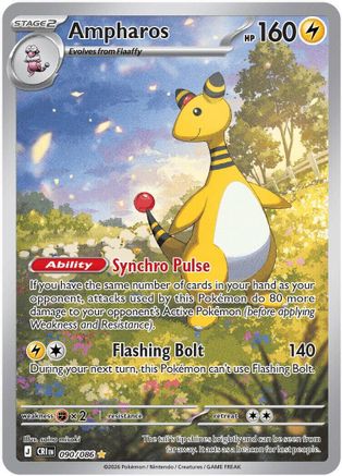 ME04 Chaos Rising  090/086 Ampharos  - Holofoil - Illustration Rare