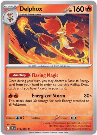 ME04 Chaos Rising  013 Delphox  - Reverse Holofoil - Rare