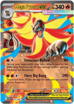 ME04 Chaos Rising  015/086 Mega Pyroar ex  - Holofoil - Double Rare