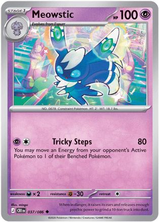 ME04 Chaos Rising  037 Meowstic  - Reverse Holofoil - Uncommon