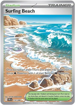 ME04 Chaos Rising  114 Surfing Beach  - Holofoil - Ultra Rare