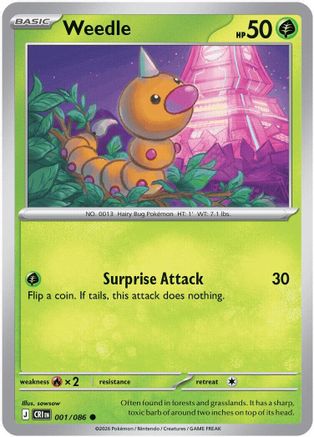 ME04 Chaos Rising  001 Weedle  - Reverse Holofoil - Common