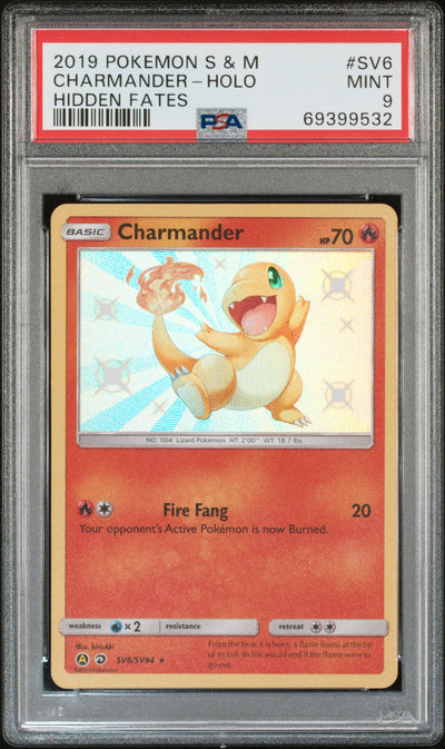 Hidden Fates Shiny Vault  SV6/SV94 PSA9 #69399532 Charmander  - Holofoil - Shiny Holo Rare