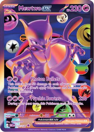 ME 30th Celebration  157/128 Mewtwo ex  - Holofoil - Futuristic Rare