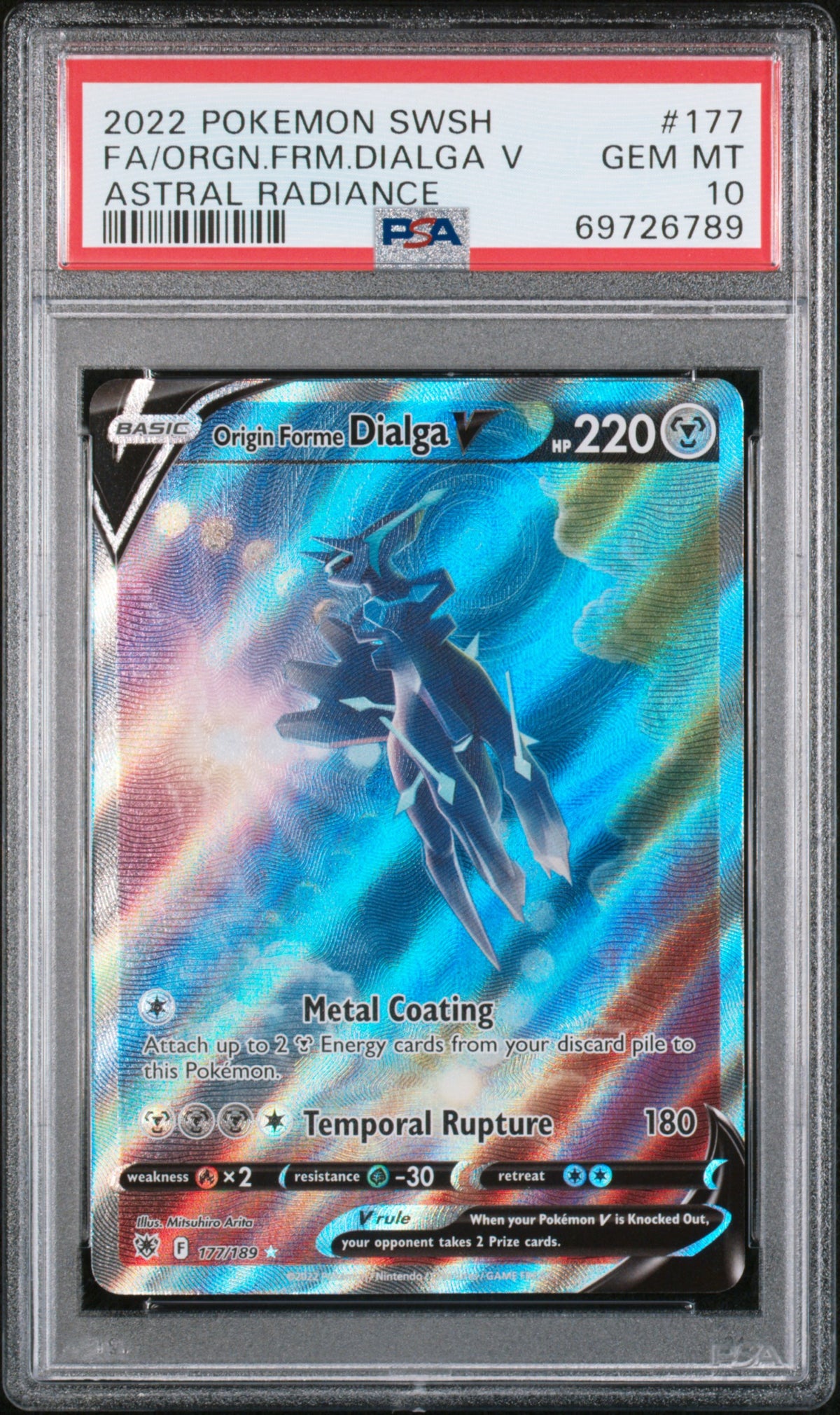 SWSH10 Astral Radiance  177/189 PSA10 #69726789 Origin Forme Dialga V (Alternate Full Art)  - Holofoil - Ultra Rare