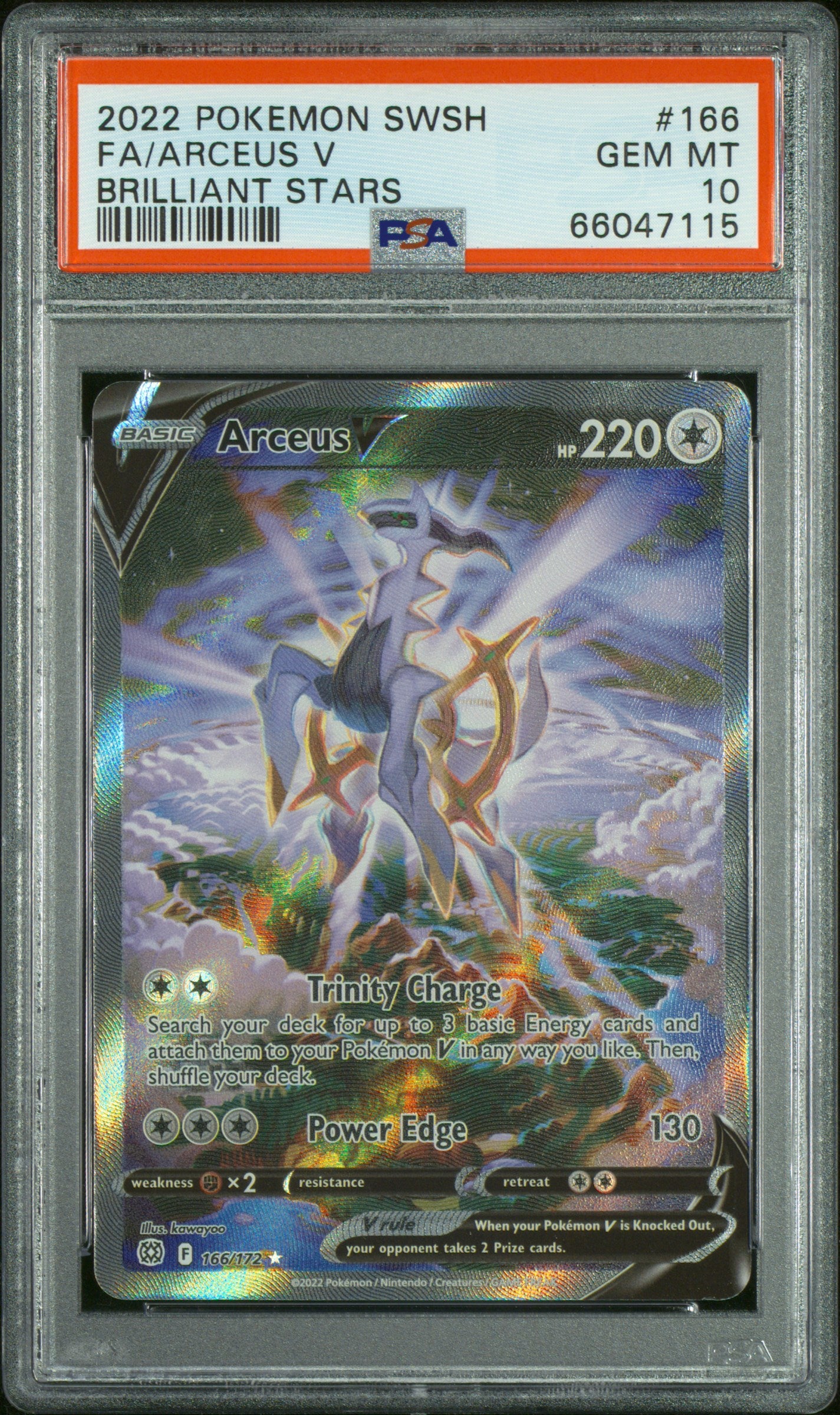 SWSH09 Brilliant Stars  166/172 PSA10 #66047115 Arceus V (Alternate Full Art)  - Holofoil - Ultra Rare