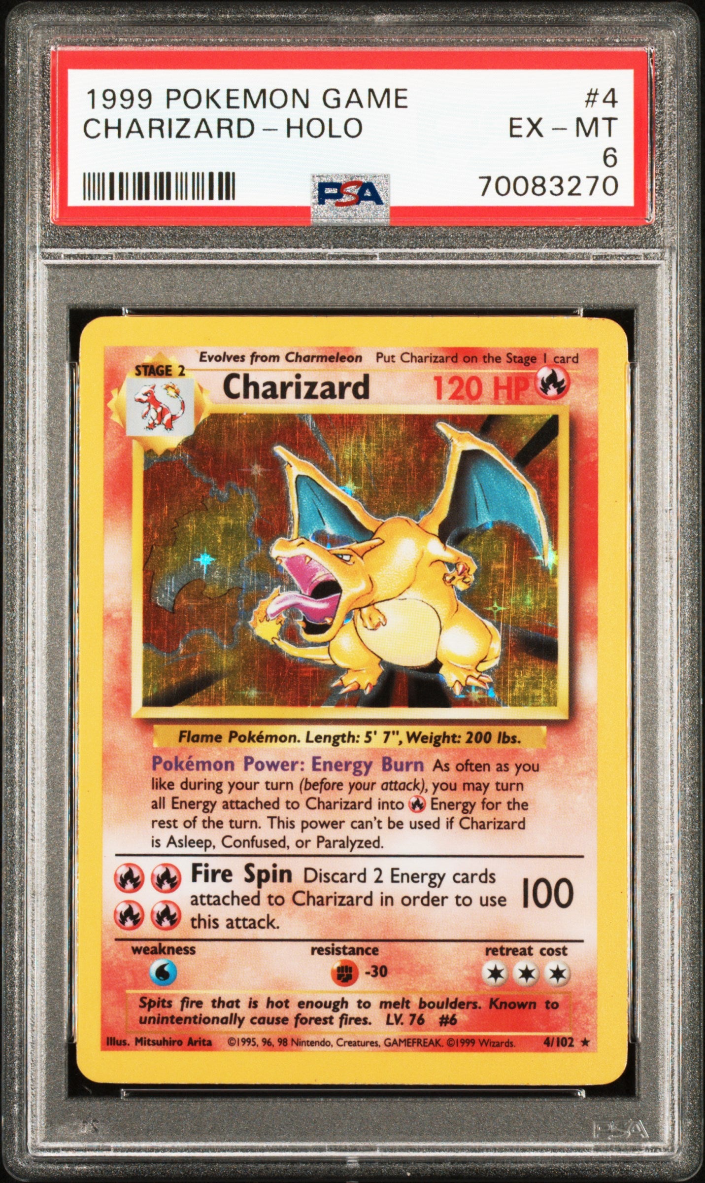 Base Set  004/102 PSA6 #70083270 Charizard  - Holofoil - Holo Rare