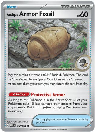ME05 Pitch Black  072 Antique Armor Fossil  - Reverse Holofoil - Common