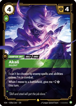 Vendetta (038a/166): Akali - Silent (Alternate Art) - Foil