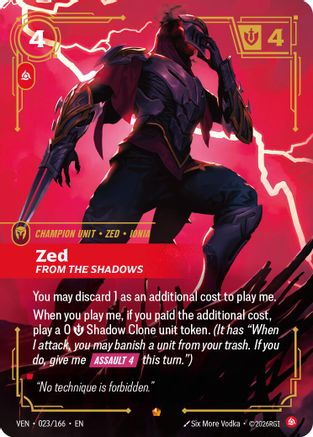Vendetta (023/166): Zed - From the Shadows - Foil