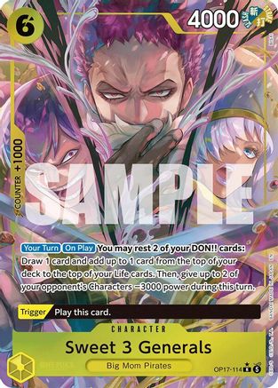 The Worlds Strongest Warriors  OP17-114 Sweet 3 Generals (Alternate Art) (OP17-114)  - Foil - Rare