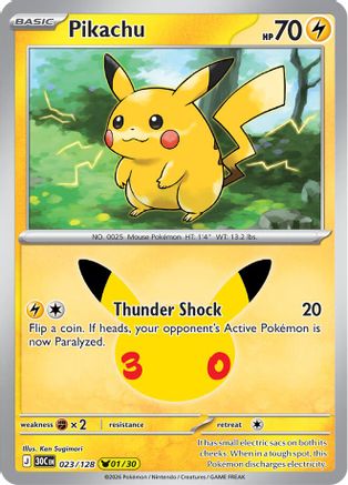 ME 30th Celebration  023/128 Pikachu  - Holofoil - Pikachu Rare