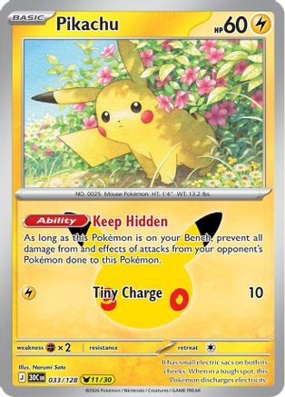 ME 30th Celebration  033/128 Pikachu  - Holofoil - Pikachu Rare
