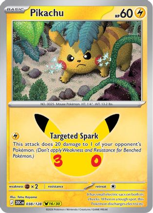 ME 30th Celebration  038/128 Pikachu  - Holofoil - Pikachu Rare