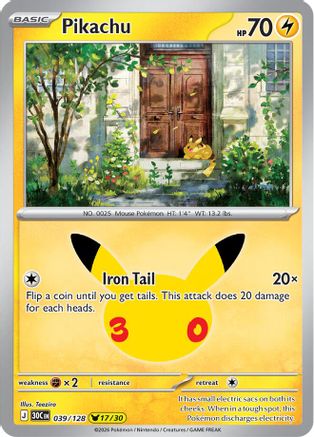 ME 30th Celebration  039/128 Pikachu  - Holofoil - Pikachu Rare