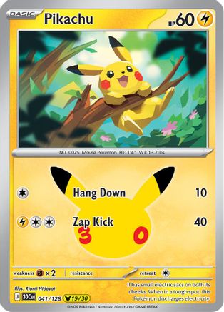 ME 30th Celebration  041/128 Pikachu  - Holofoil - Pikachu Rare