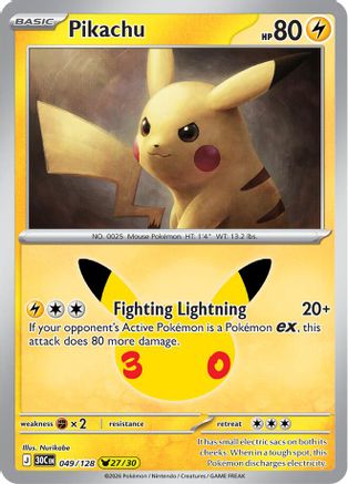 ME 30th Celebration  049/128 Pikachu  - Holofoil - Pikachu Rare