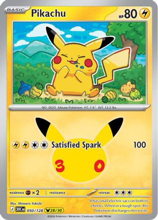 ME 30th Celebration  050/128 Pikachu  - Holofoil - Pikachu Rare