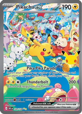 ME 30th Celebration  149/128 Pikachu ex  - Holofoil - Special Illustration Rare