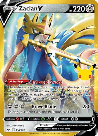 ME 30th Celebration Classic Collection  138/202 Zacian V  - Holofoil - Classic Collection