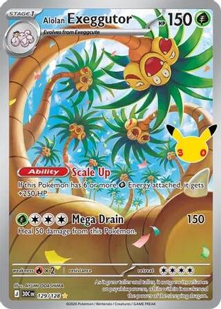ME 30th Celebration  129/128 Alolan Exeggutor  - Holofoil - Illustration Rare