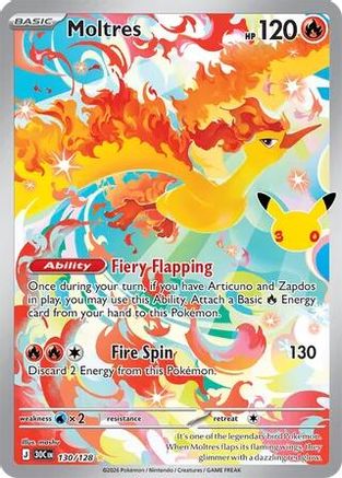 ME 30th Celebration  130/128 Moltres  - Holofoil - Illustration Rare