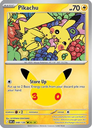 ME 30th Celebration  048/128 Pikachu  - Holofoil - Pikachu Rare