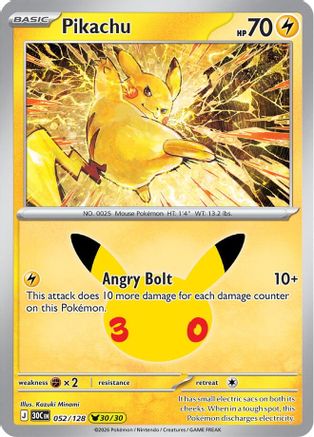 ME 30th Celebration  052/128 Pikachu  - Holofoil - Pikachu Rare
