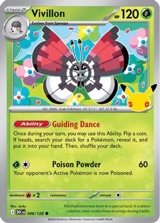 ME 30th Celebration  008/128 Vivillon  - Holofoil - Common