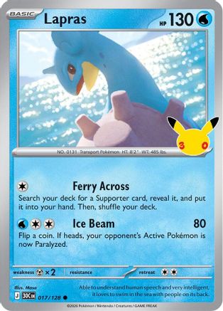 ME 30th Celebration  017/128 Lapras  - Holofoil - Common