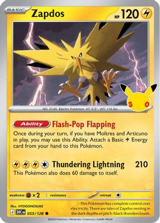 ME 30th Celebration  055/128 Zapdos  - Holofoil - Common