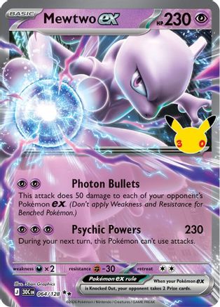 ME 30th Celebration  064/128 Mewtwo ex  - Holofoil - Double Rare