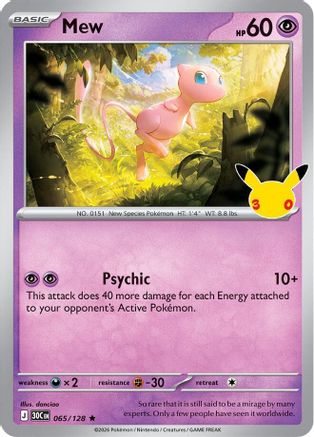 ME 30th Celebration  065/128 Mew  - Holofoil - Rare