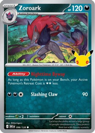 ME 30th Celebration  096/128 Zoroark  - Holofoil - Common