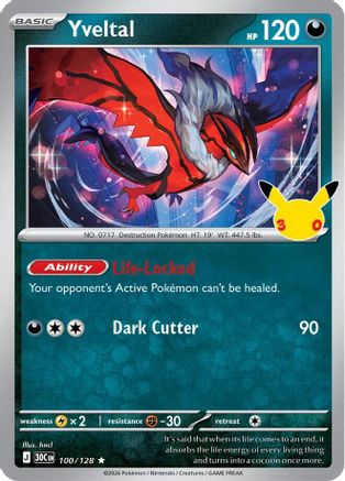 ME 30th Celebration  100/128 Yveltal  - Holofoil - Rare