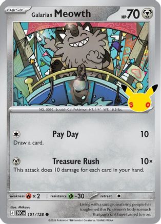 ME 30th Celebration  101/128 Galarian Meowth  - Holofoil - Common